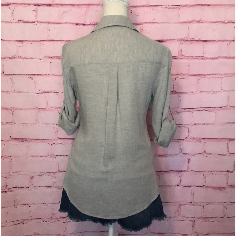 Express Gray Button-Down Top - Picture 7 of 7